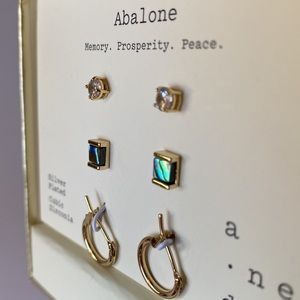 NWT• A New Day •Earring Set•Abalone•Cubic Zirconia•Hoops